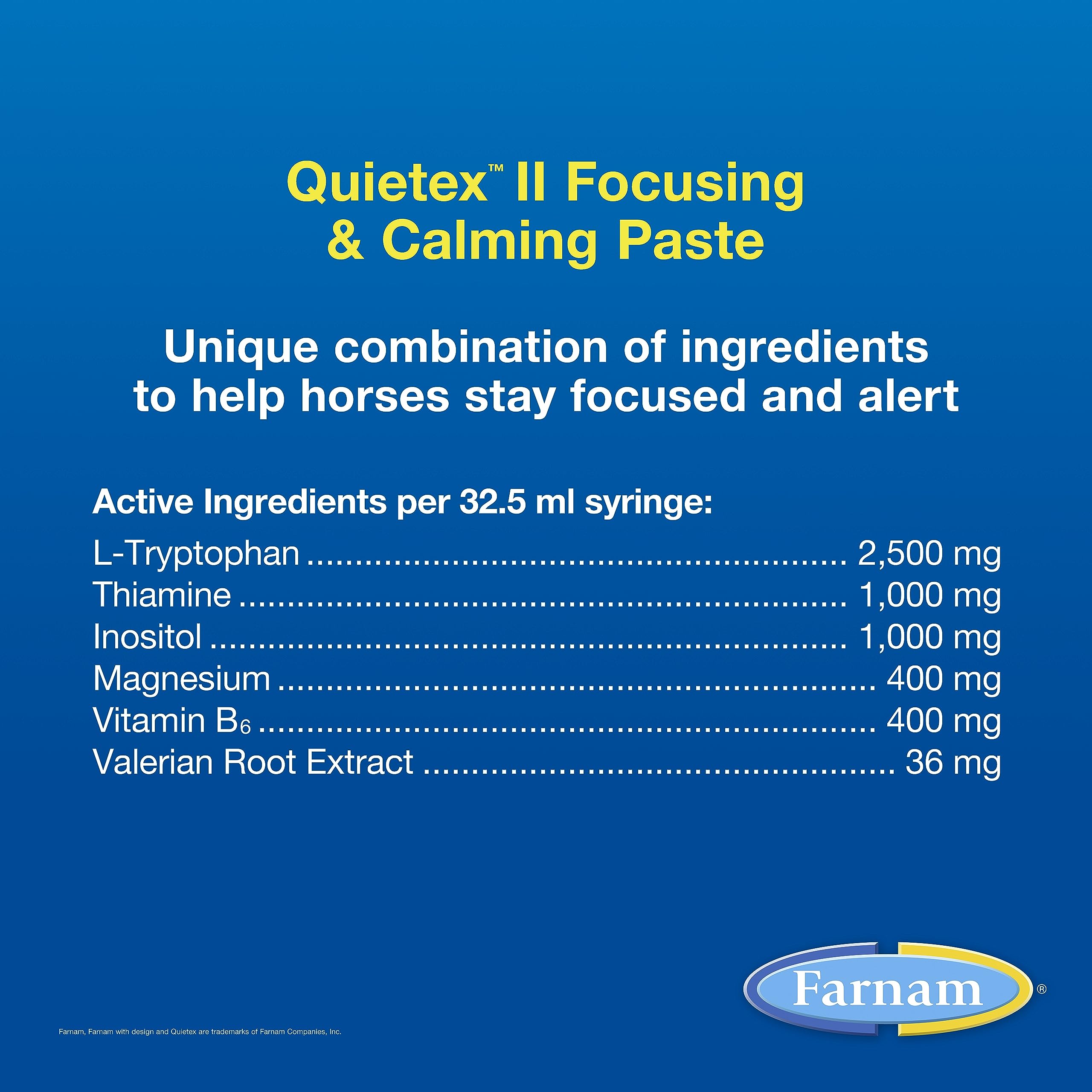 Farnam Quietex II Horse Calming Supplement Paste for Horses, Helps manage nervous behavior and keep horses calm & composed in st